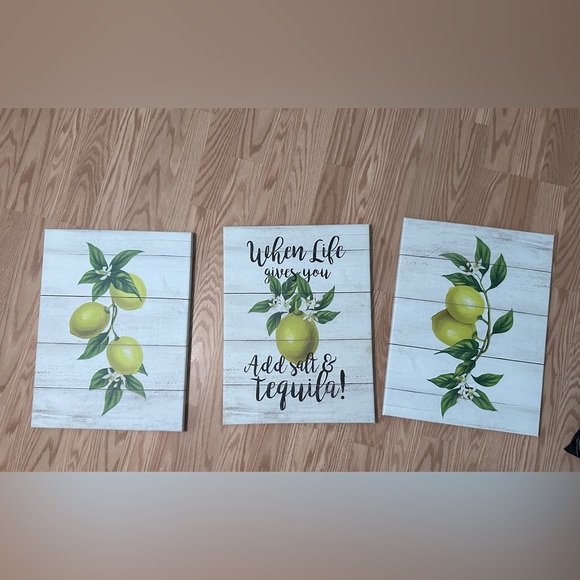 3 piece lemon canvas wall decor - Picture 1 of 4
